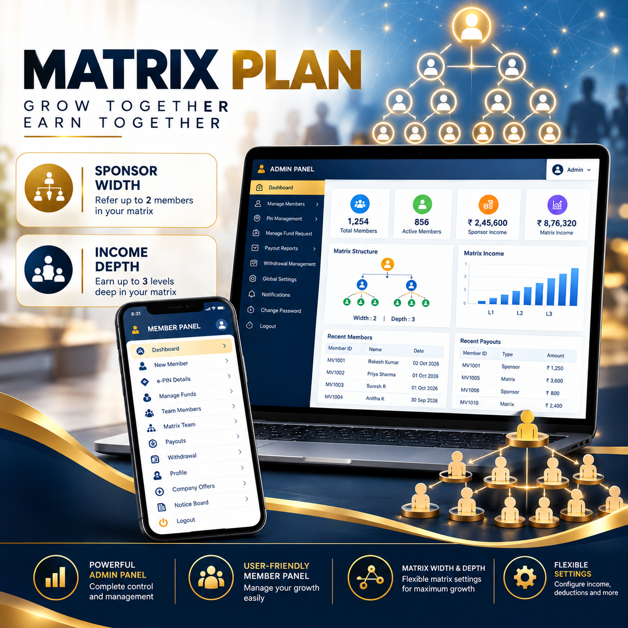 Matrix Plan MLM software dashboard